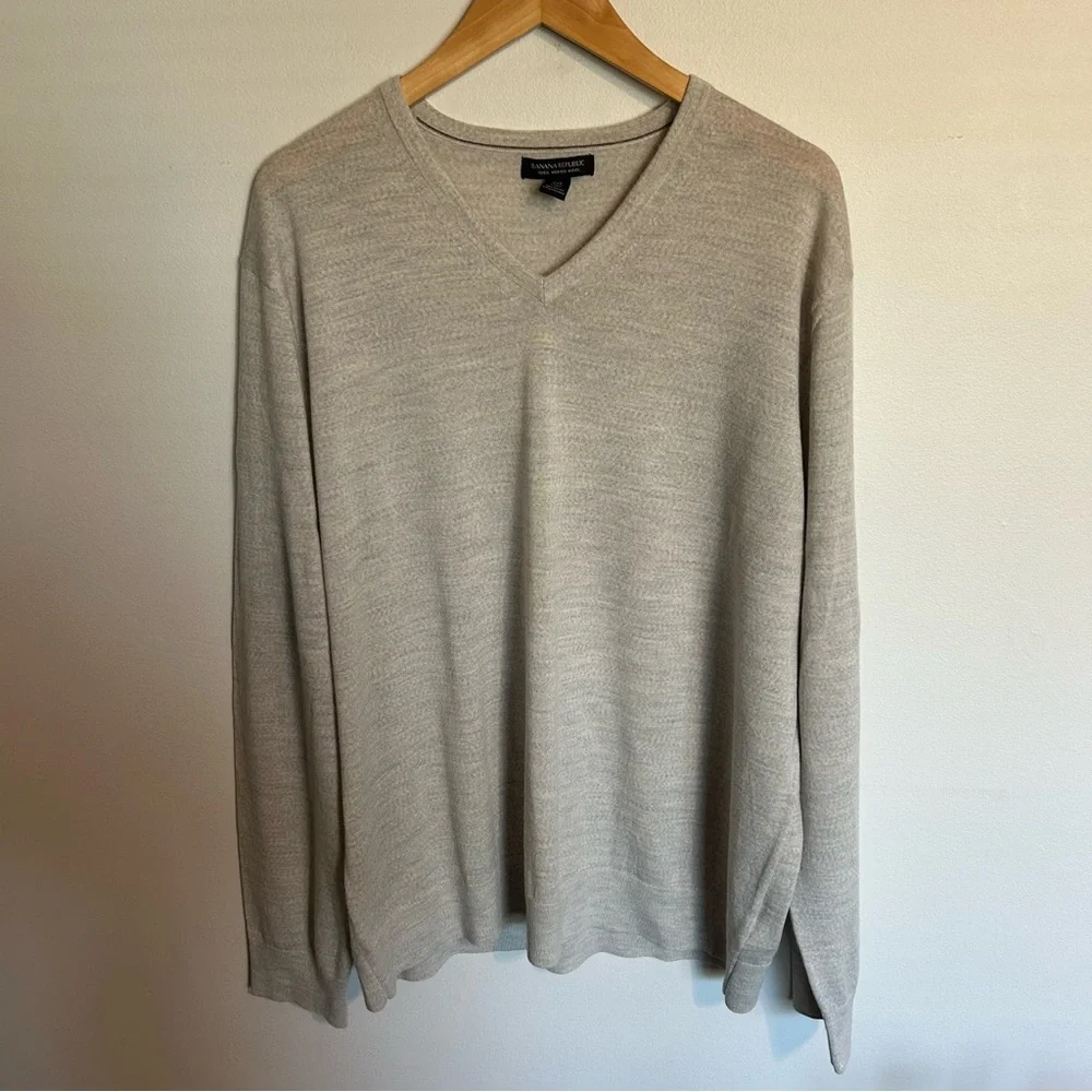 Men’s 100% Merino Wool Pullover V Neck Long Sleeve XXL Banana Republic